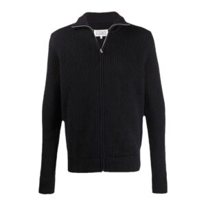 mm6 zip knit cardigan black/grey