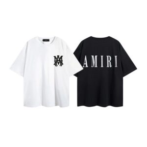 amiri logo print tee white black