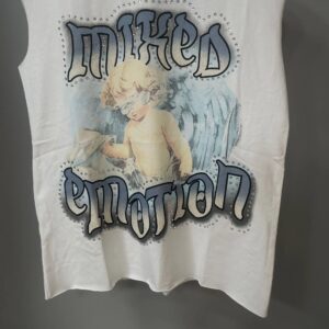mixed emotion angel graphic tank white