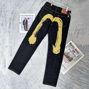 evisu embroidered denim pants multicolor