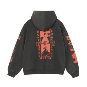 erd wash print hoodie black