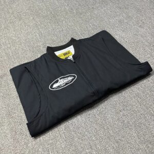 corteiz quilted vest black