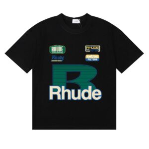 rhude logo print t shirt black