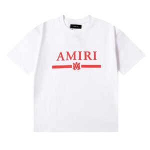 amiri logo print t shirt black white