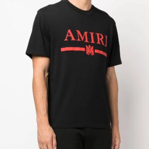 amiri logo print t shirt black white