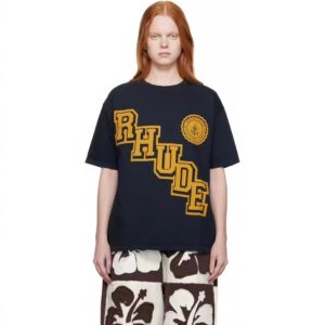 rhude logo print t shirt black
