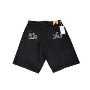 rhude logo denim shorts multicolor