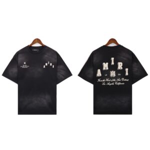 amiri washed logo t shirt blue