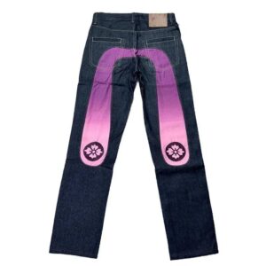 evisu embroidered denim pants multicolor