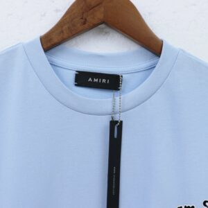amiri flocked emblem t shirt blue