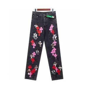 chrome hearts cross washed jeans multi color