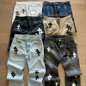 chrome hearts cross washed jeans multi color