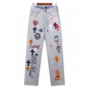 chrome hearts cross washed jeans multi color