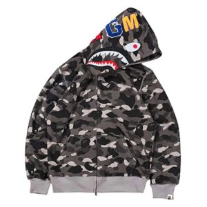 bape camo shark hoodie multicolor