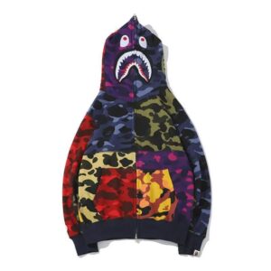 bape camo shark hoodie multicolor