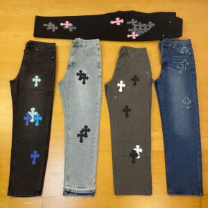 chrome hearts cross washed jeans multi color