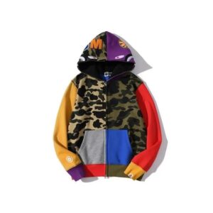bape camo shark hoodie multicolor