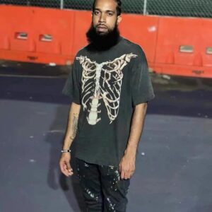 represent skeleton washed tee black