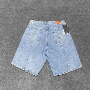 rhude logo denim shorts multicolor
