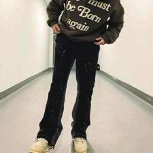 gallery dept paint splatter micro flare jeans multi color