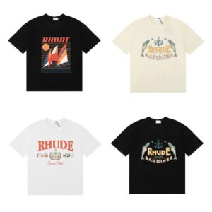 rhude letter palm t shirt beige