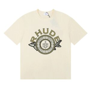 rhude letter palm t shirt beige