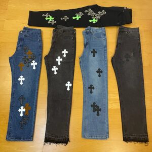 chrome hearts cross washed jeans multi color