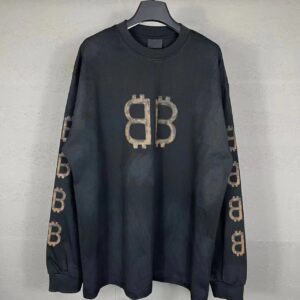 balenciaga washed effect long sleeve tee multicolor