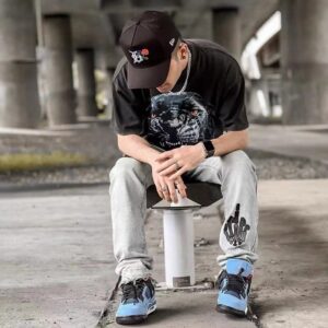 represent panther washed tee black