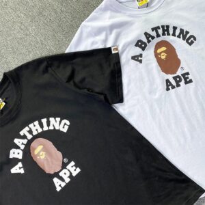 bape brown logo t shirt black/white