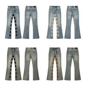 lostshdws sunflower embroidered bootcut jeans multicolor