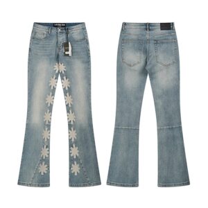 lostshdws sunflower embroidered bootcut jeans multicolor
