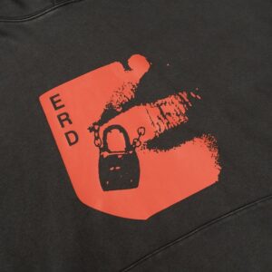 erd wash print hoodie black