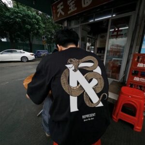 represent snake print t shirt black