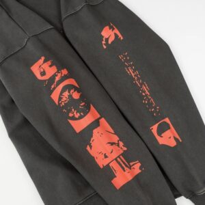 erd wash print hoodie black