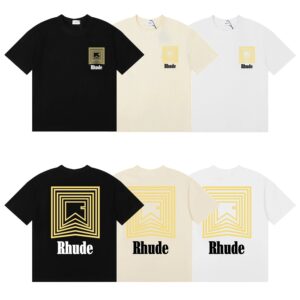 rhude geometric logo t shirt black