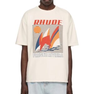 rhude letter palm t shirt beige