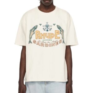 rhude letter palm t shirt beige