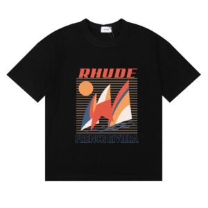 rhude letter palm t shirt beige