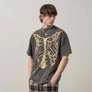 represent skeleton washed tee black