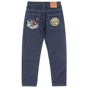 evisu embroidered denim pants multicolor