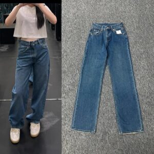 mm6 straight denim jeans blue