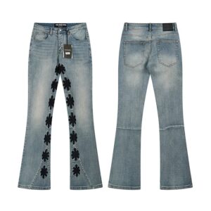 lostshdws sunflower embroidered bootcut jeans multicolor