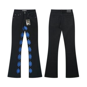 lostshdws sunflower embroidered bootcut jeans multicolor