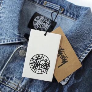 stussy artistic graffiti denim jacket multicolor