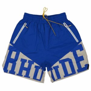 rhude colorblock drawstring shorts blue