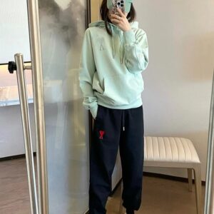 ami paris fall/winter 2025 heart embroidered unisex cotton sweatpants