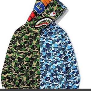 bape camo shark hoodie multicolor