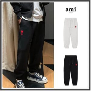 ami paris fall/winter 2025 heart embroidered unisex cotton sweatpants