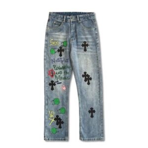 chrome hearts cross washed jeans multi color